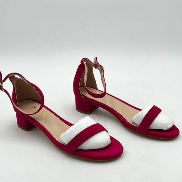 XYD Women Open Toe Strappy Low Block Heel Sandal Pumps Ankle Strap Wedding