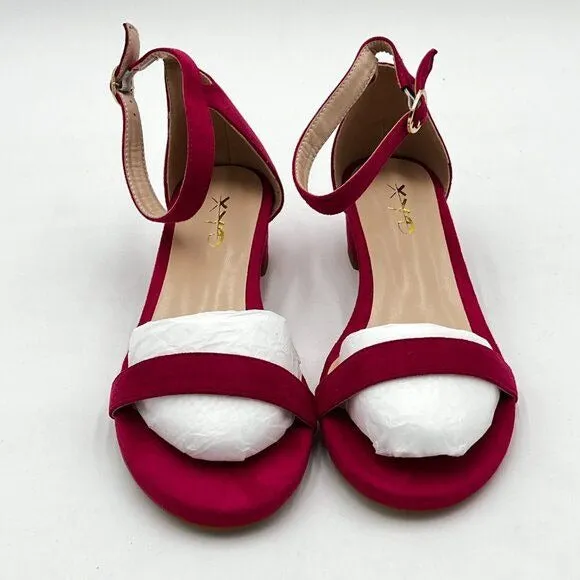 XYD Women Open Toe Strappy Low Block Heel Sandal Pumps Ankle Strap Wedding