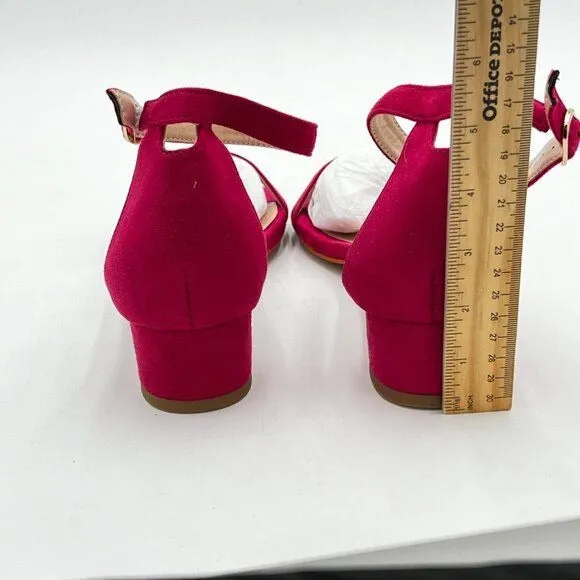 XYD Women Open Toe Strappy Low Block Heel Sandal Pumps Ankle Strap Wedding