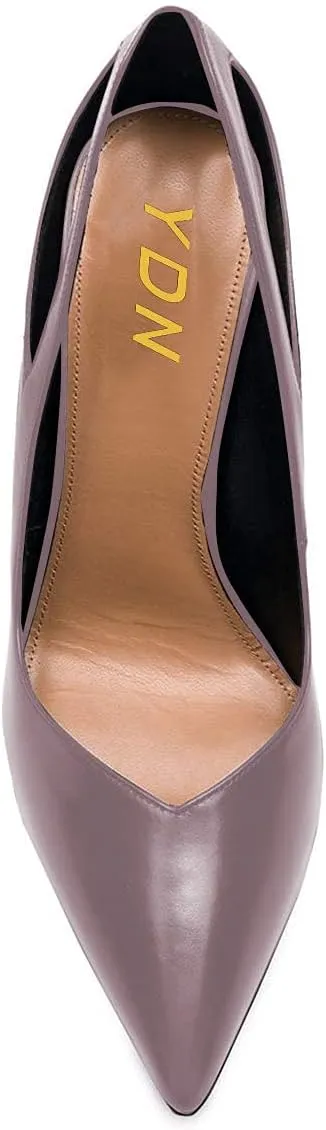 YDN Women Cutout Pointed Toe High Heels Formal Outfit Slip On Pumps Office Ladies Dress Patent Leather Shoes Size 4-15 US