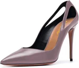 YDN Women Cutout Pointed Toe High Heels Formal Outfit Slip On Pumps Office Ladies Dress Patent Leather Shoes Size 4-15 US