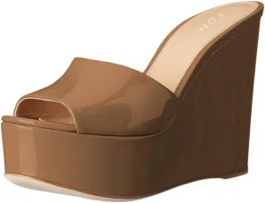 YDN Women High Heels Platform Mules Peep Toe Clogs Slip on Wedge Sandals Slide Backless Shoes Size 4-15 US