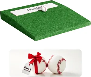 Yes4All Portable Pitching Mound and 2 Baseballs, Pitchers Mound Baseball, Softball Pitching Mound with Antifade Turf and Regulation Pitching Rubber 30 x 30 x 4 Inch for Indoor and Outdoor.