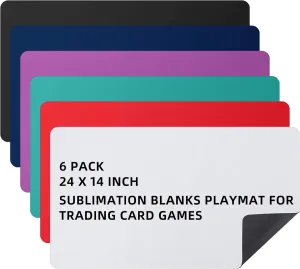 Yexiya 6 Pcs Playing Card Mat Sublimation Blanks Playmat for TCG MTG 24 x 14 Inch Smooth Rubber Board Game Mat for Cards Gameplay, Board Games(Mix Color)