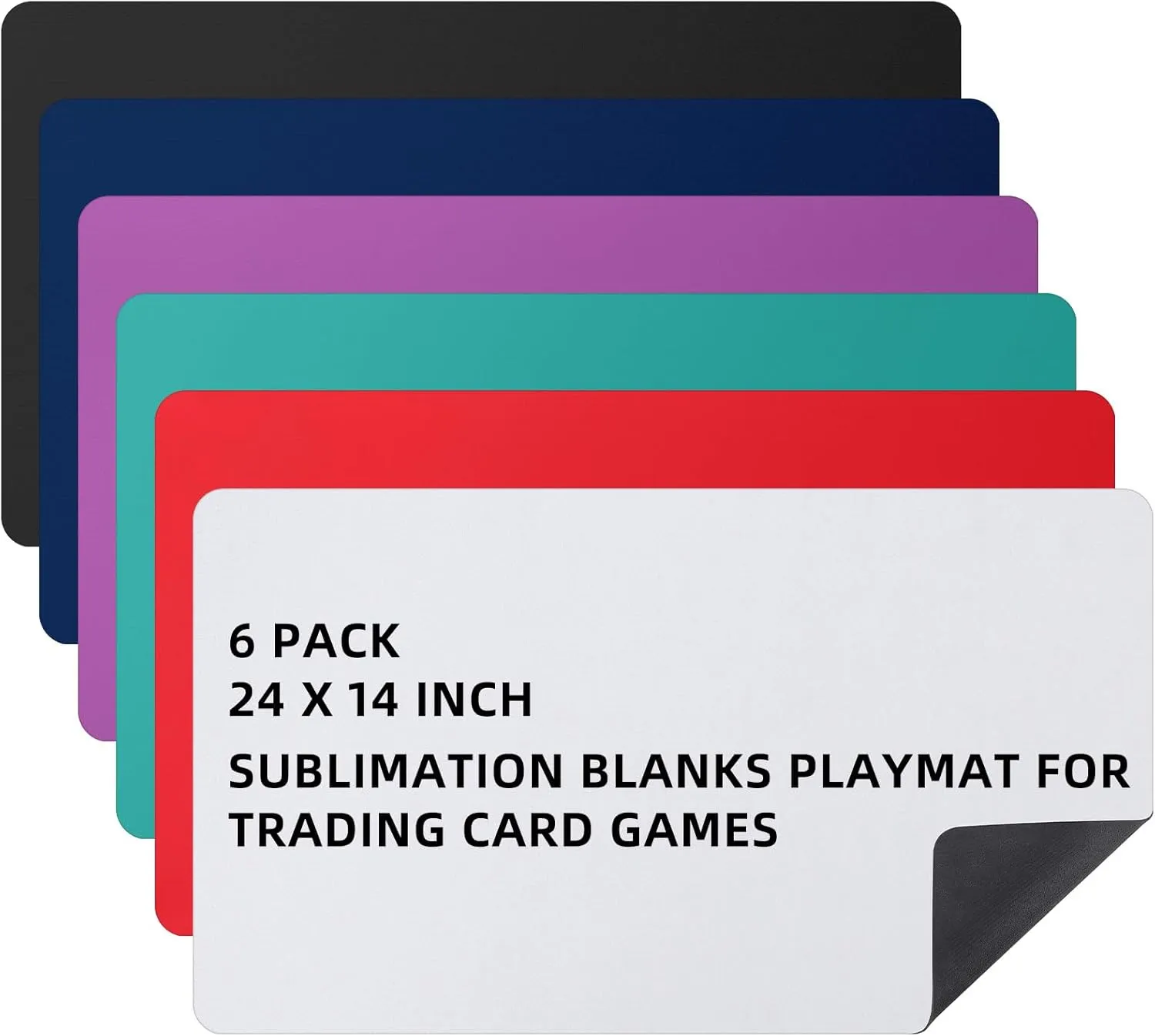 Yexiya 6 Pcs Playing Card Mat Sublimation Blanks Playmat for TCG MTG 24 x 14 Inch Smooth Rubber Board Game Mat for Cards Gameplay, Board Games(Mix Color)